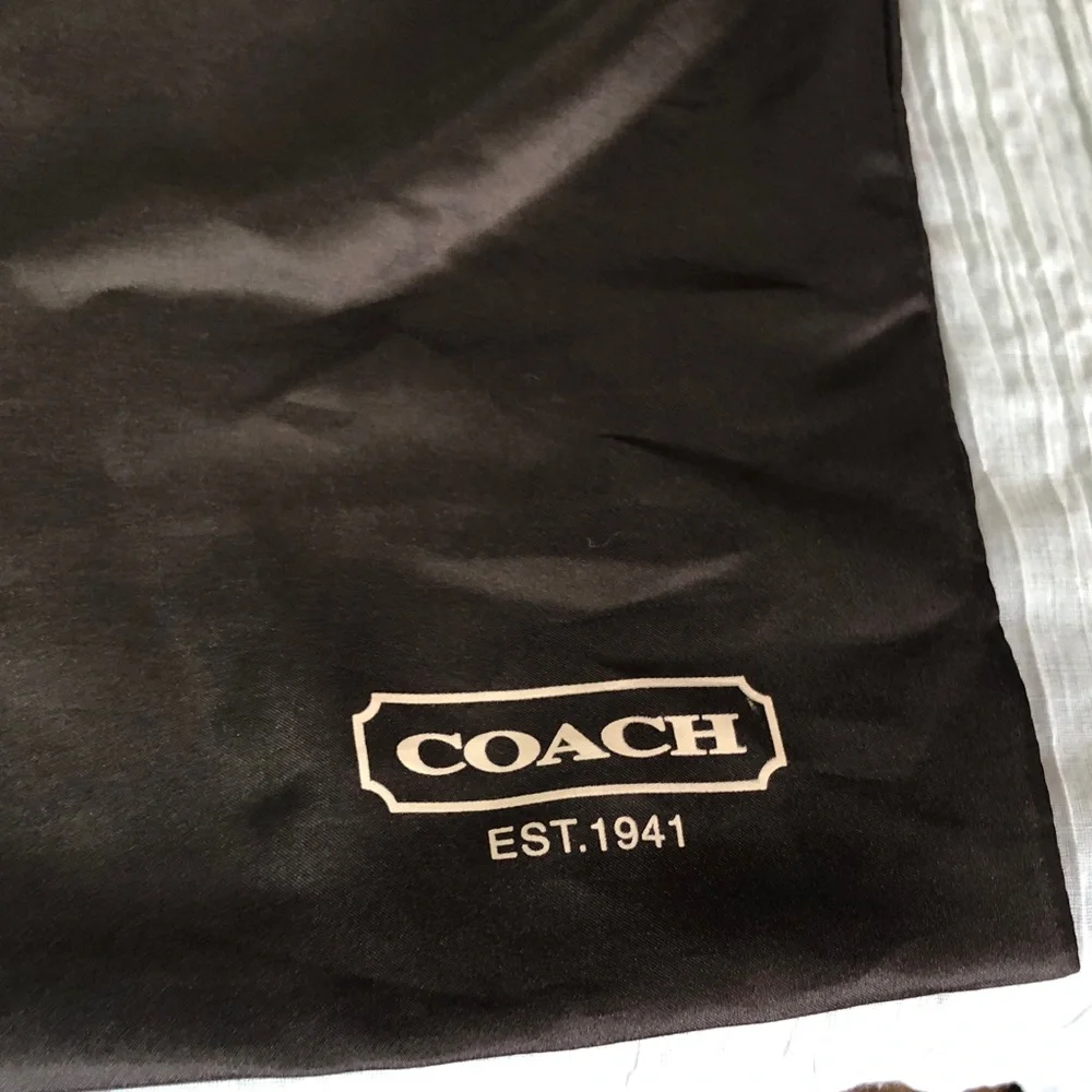 Vintage COACH brown satin purse dust bag w/ elastic drawstring close